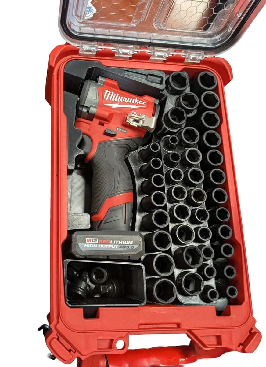 Milwaukee Packout Insert Liner for M12 FIWF38 Stubby Impact Wrench 43pc Sockets
