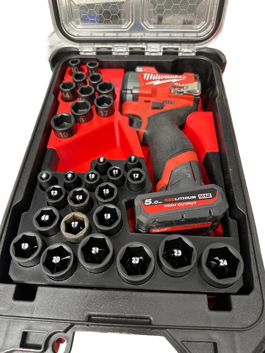Milwaukee Packout Insert Liner for M12 FUEL FCIWF38G3 3/8" Impact Wrench Sockets