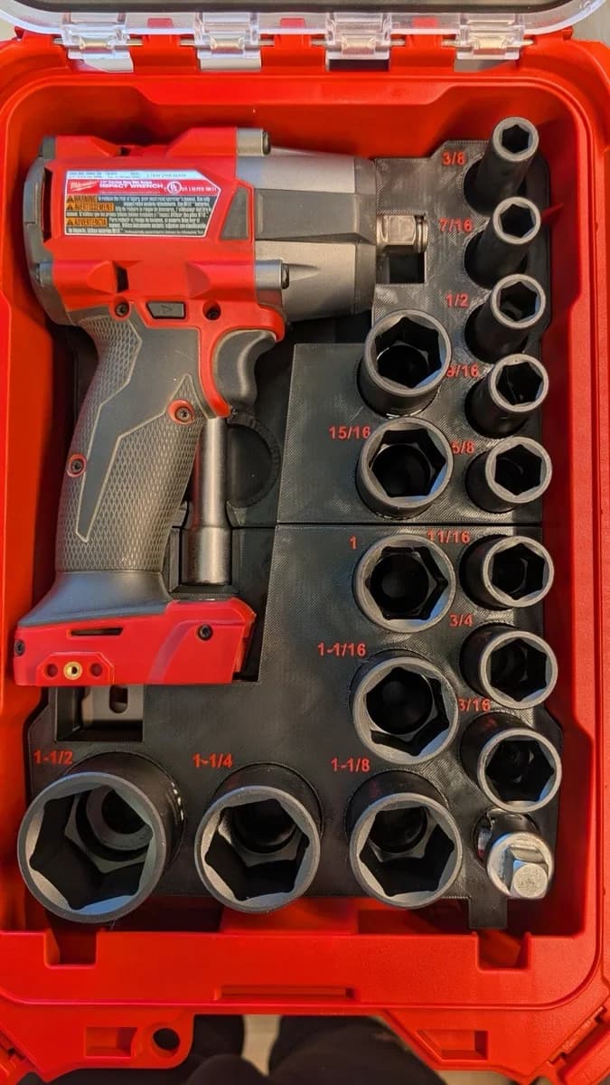 Milwaukee Packout Insert Liner for M18 Mid-Torque Impact Wrench 15pc SAE Socket