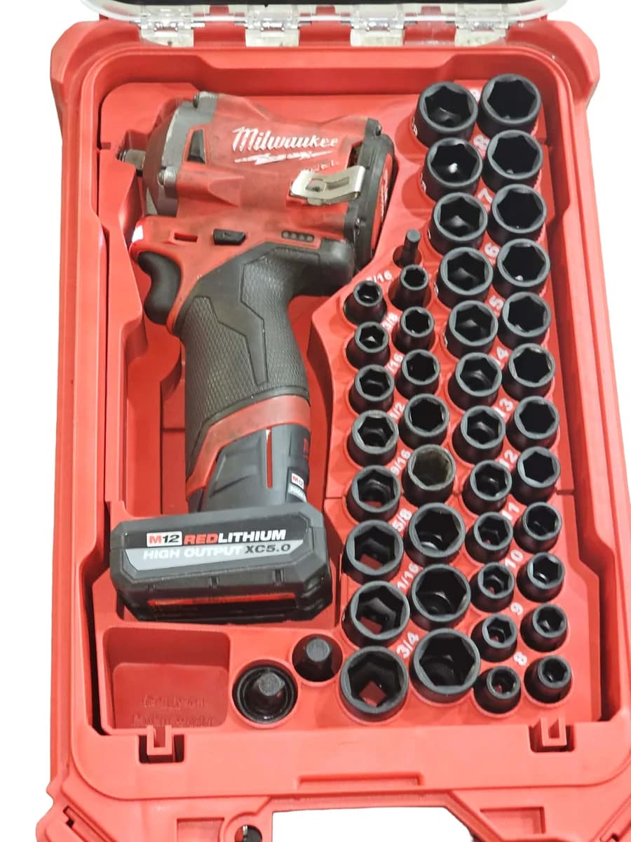 Milwaukee Packout Insert Liner for M12 Impact Wrench 43pc 3/8" Socket Organiser