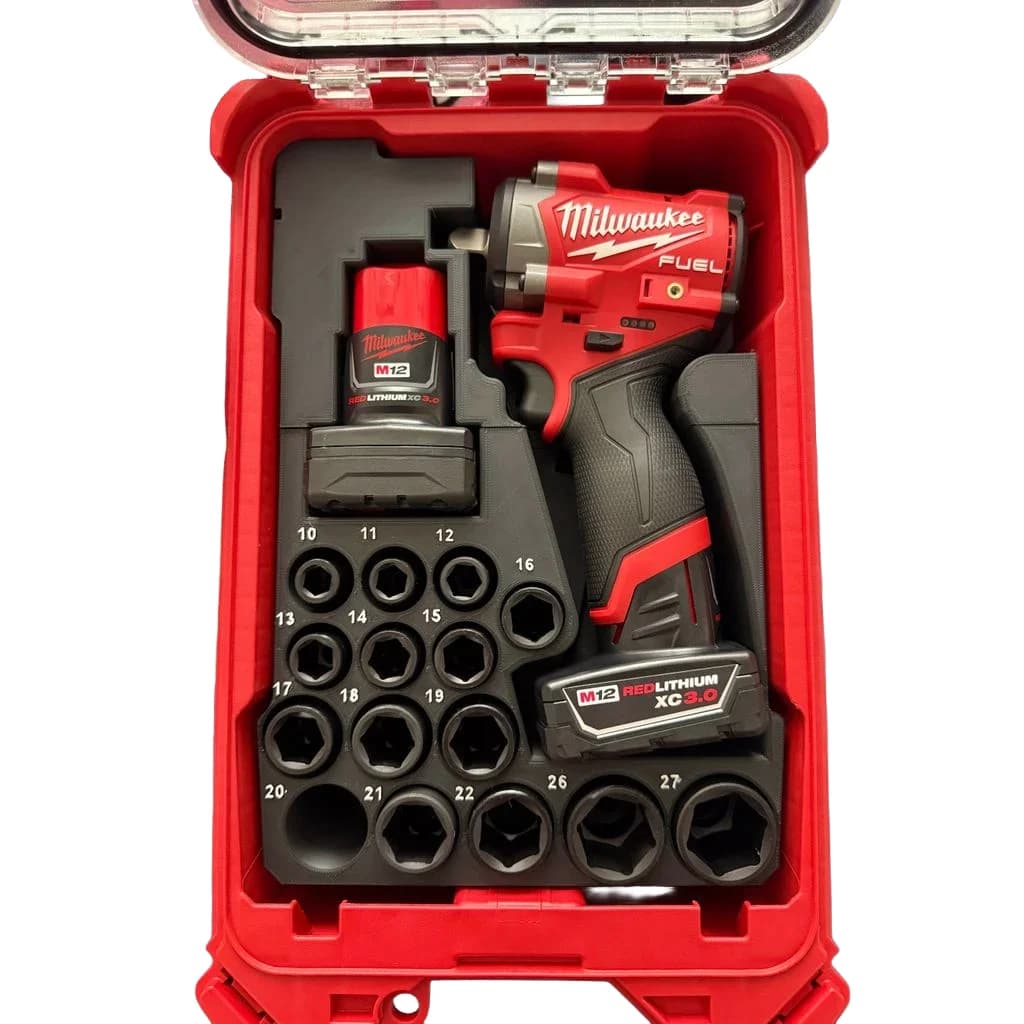 Milwaukee Packout Insert Liner for M12 1/2" Stubby Impact Wrench & Socket Set