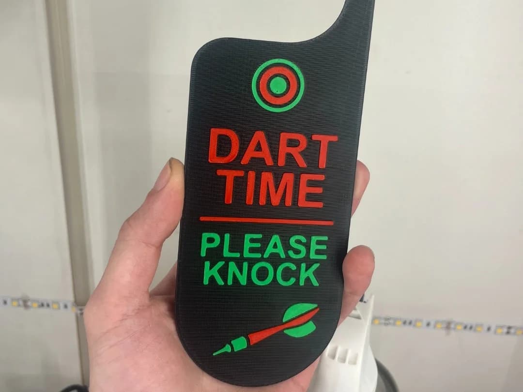 Door Hanger Sign for Dartboard Doors - Dart Time Please Knock Game Room