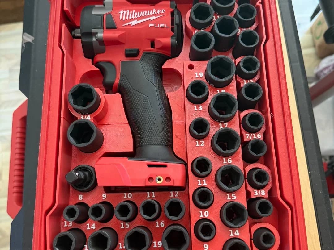Milwaukee Packout Insert Liner for 3/8 Impact Driver and 43pc Socket Set