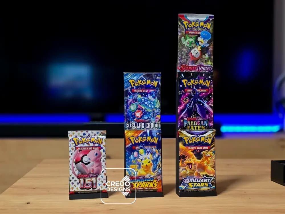 Pokémon TCG Booster Pack Display Stand 1 2 or 3 Pack Holder Sealed Collector