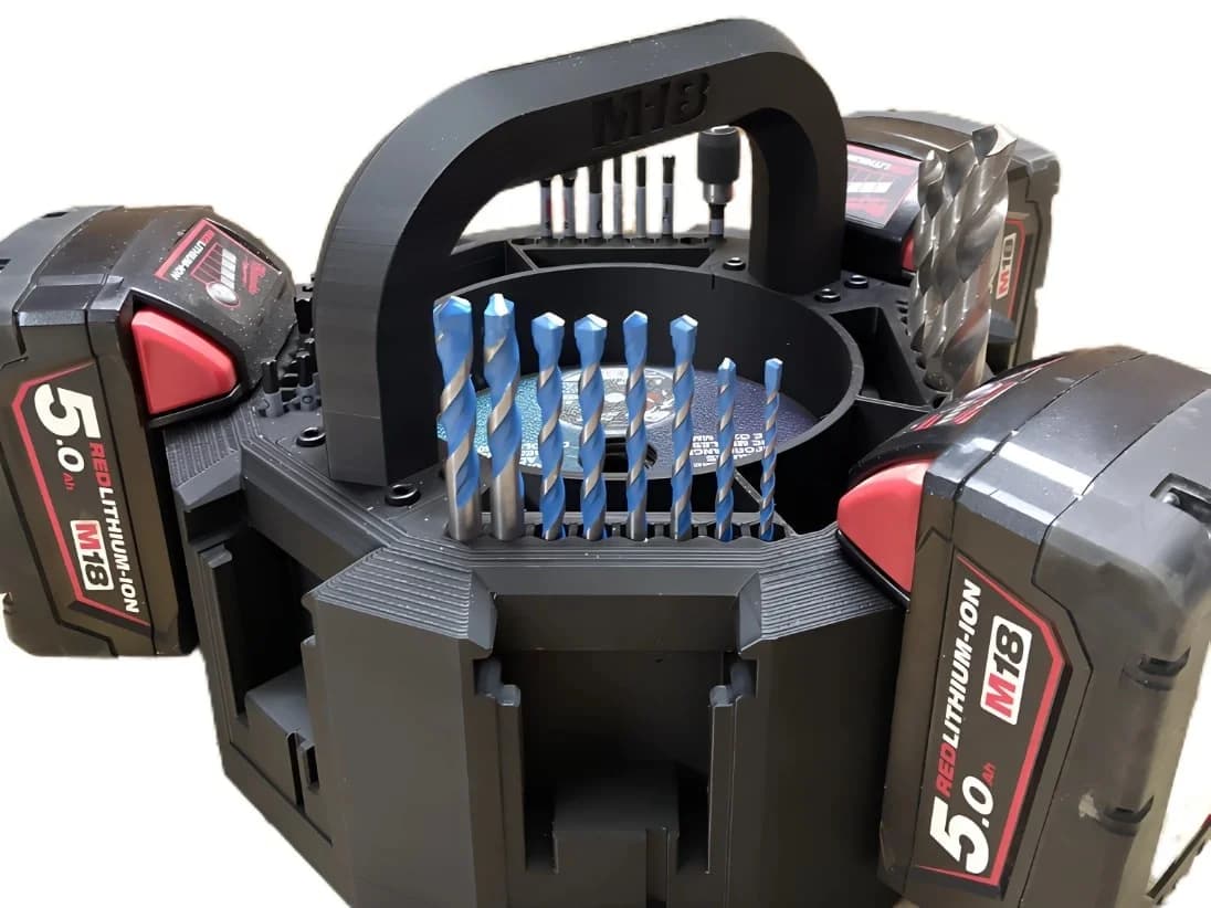 Battery and Accessory Carrier for Milwaukee M18