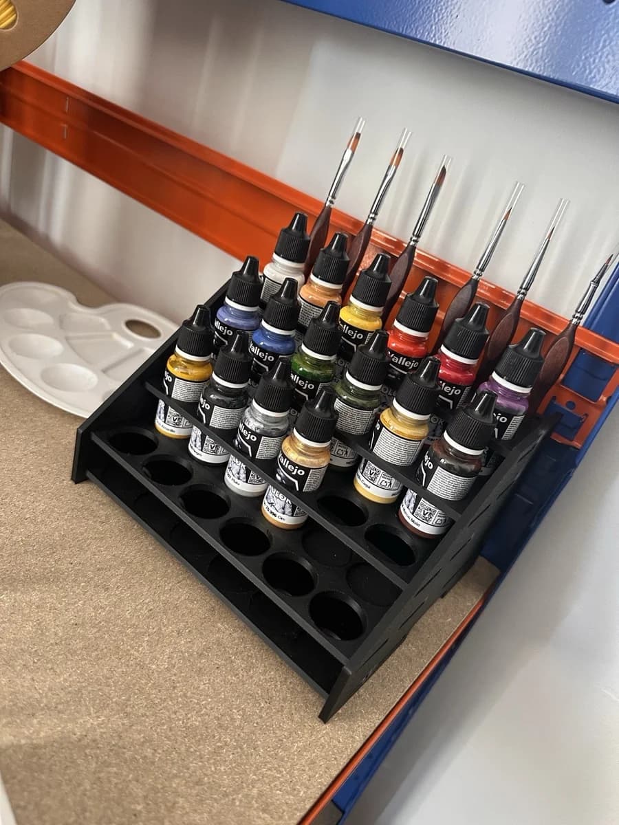 Paint Bottle & Brush Rack for Vallejo Army Painter Acrylics 24 Bottles